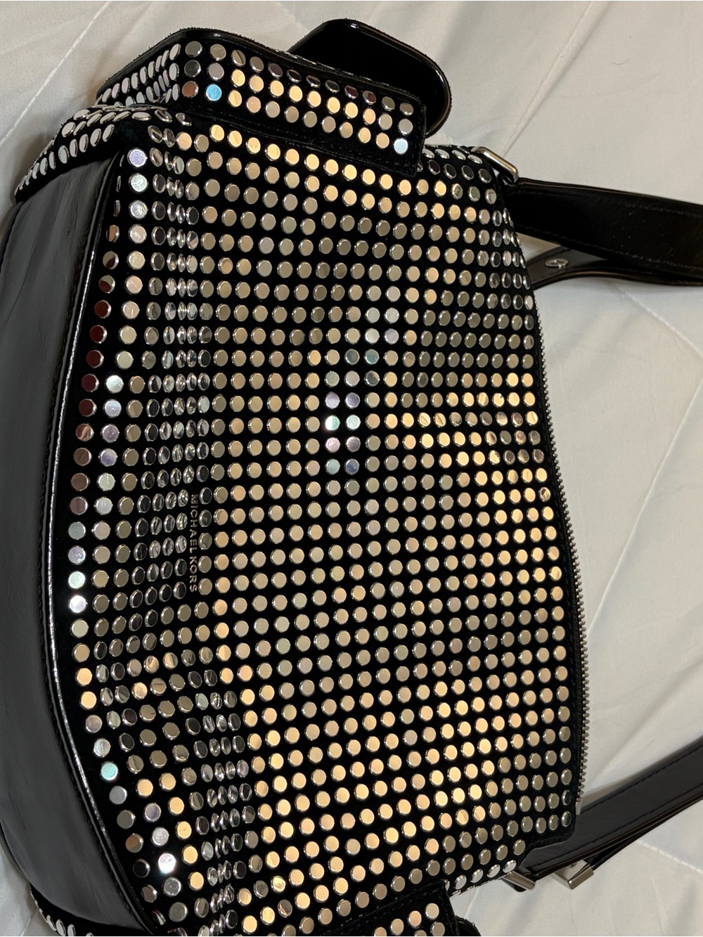 Michael Kors Black Studded dakota Shoulder Bag with silver MK Logo - Picture 3 of 4